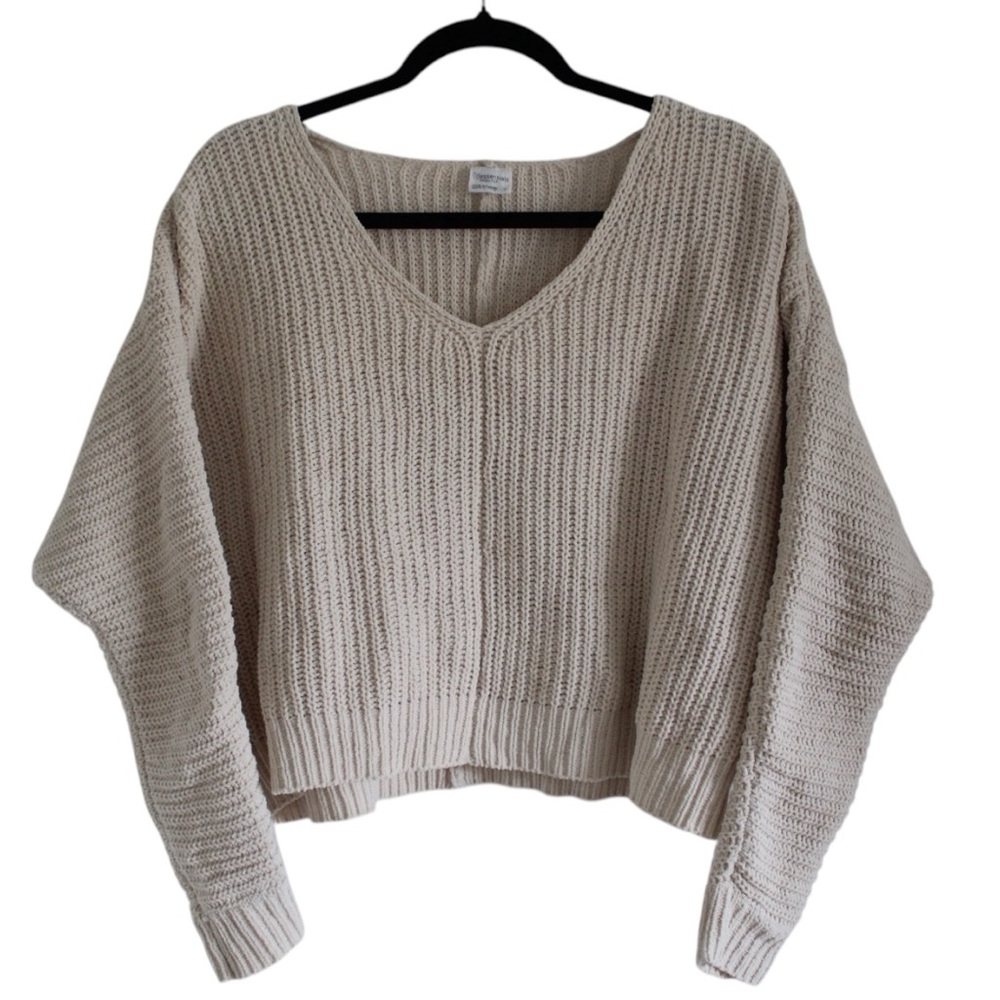 #11- Essentials by Full Tilt Oversized Knit Sweater - Beige - Cozy & Stylish